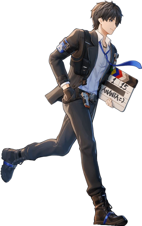 The Captain with a film clapperboard.