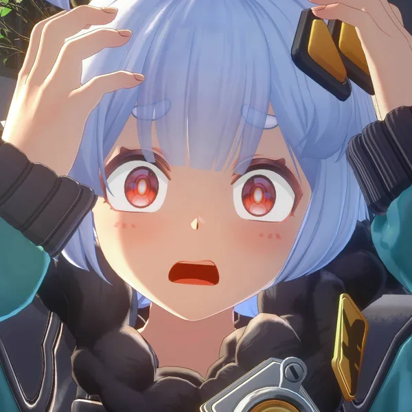 A close view of Taffy lifting her hands to her hair.